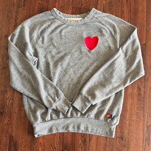 Aviator Nation Gray Top with Red Heart Accent